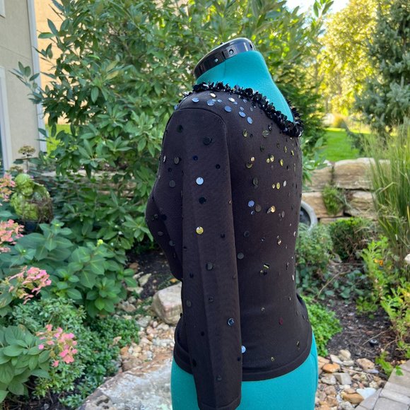 Talbot's black silk sequined sweater, Small - Picture 3 of 7